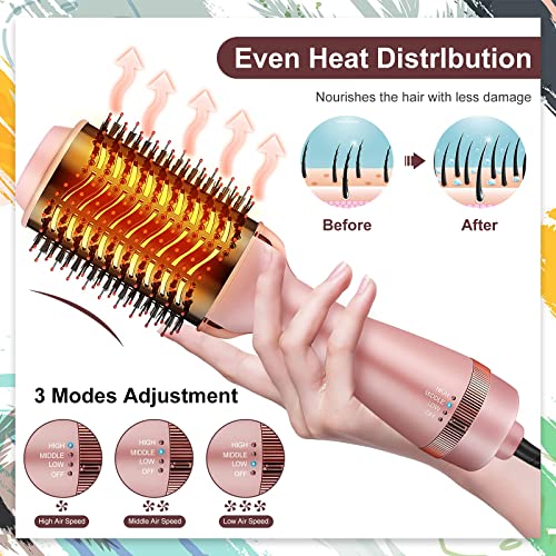 Cosermart Hair Dryer Brush 4 In 1 Blow Dryer Brush With Comb, Upgraded Hot Air Brush With Negative Ion Anti-Frizz Blowout Brush Hair Dryer For Drying, Straightening, Curling, Salon, Hair Volumizer #TOP2