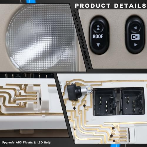 Image of LED Front Overhead Console Interior Dome Map Light w /Sunroof Switch, Tan | Compatible with Ford F150 2004-2008, Lincoln Mark LT 06-08, Replace# 7L3Z-18519A70-BA, 7L3Z-18519A70-BC