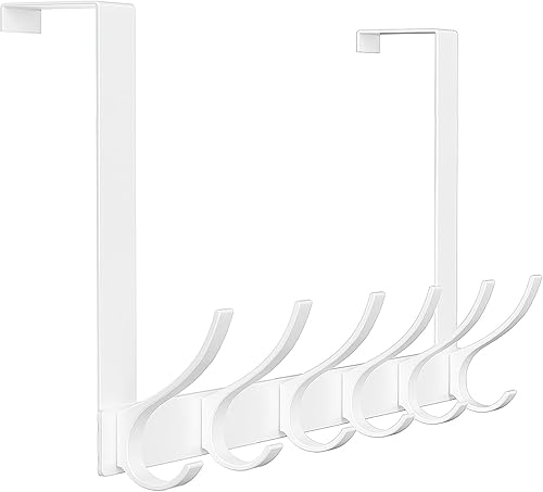 Miniatura 11 de Ganchos para colgar sobre la puerta, colgador de puerta resistente, gran toallero para colocar sobre la puerta con 12 ganchos, resistente y fácil