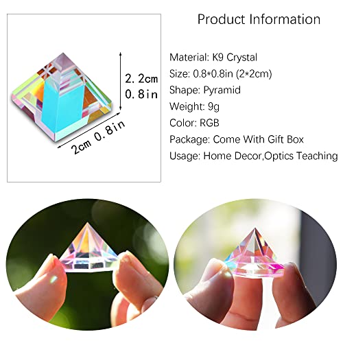 Image of K9 Optical Glass Crystal Lens Pyramid Colored RGB Dispersion Prism,for Photo Photography, Physics and Decoration,20mm