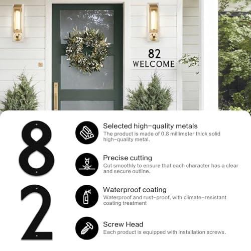 3 Inch Metal House Numbers and Letters, Black Modern Address Signs, Outdoor Mailbox Numbers With Nail kit, for Houses, hotels, apartments, streets (Number 2) - Thumbnail 6