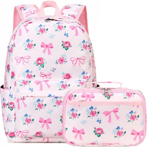 Image of DSIUE Backpack for Girls Kids School Backpack with Lunch Box Elementary BookBags School Bag(Pink)