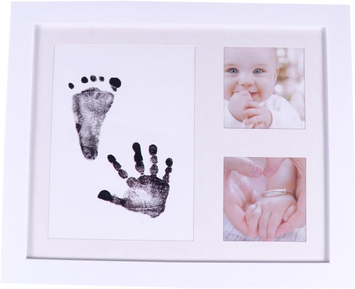 BESPORTBLE Handprint and Footprint Picture Frame for Nursery Decor, White Pp Plastic Growth Record Photo Holder for Keepsake and Home Desktop Display