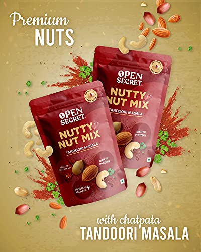 Image of Open Secret 100% Natural and Premium Healthy Tandoori Mix Dry Fruits and Nuts | Healthy for Every Occasion Fresh and Healthy Dry Fruits Cashew Almond - Pack of 2 (135g)