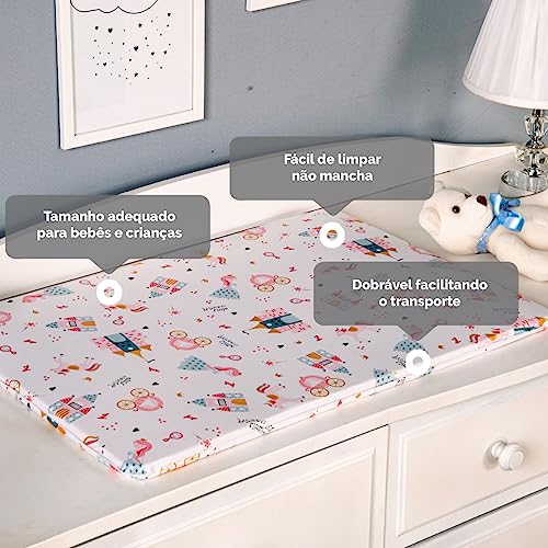 Trocador Bebê para Cômoda PVC Slim Impermeável (Estampa Princesa)