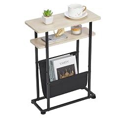 ZEXVIDA Narrow Small Side Table for Small Spaces - Slim End Table with Magazine Rack - Narrow End