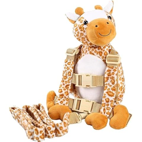 Berhapy 2 in 1 Toddler Leash, Toddler Safety Harness Backpack with Leash, Children's Walking Leash Strap with Backpack, Kid Leash for 1-3 Years Old Boys and Girls (Giraffe) Cover