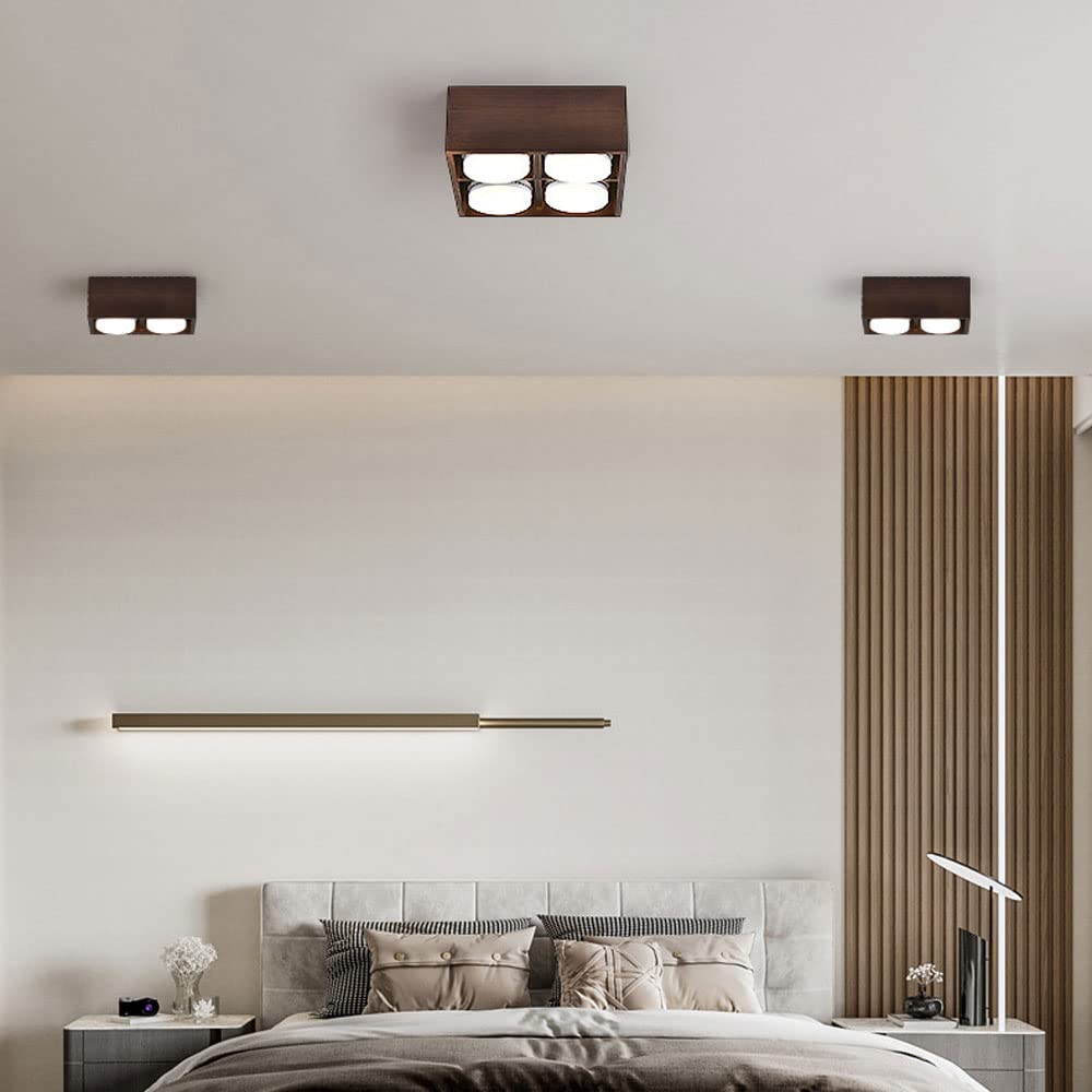 Faretti da soffitto in Legno Quadrati da Incasso, faretti da Incasso orientabili da Superficie per Interni, faretti da soffitto direzionali a LED per corridoio e corridoio