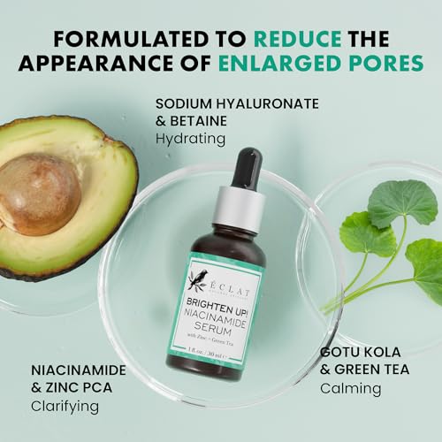 Image of Eclat Skincare Clarifying Niacinamide Serum - 12% Niacinamide with Zinc PCA & Hyaluronic Acid - Hydrating & Soothing Formula - Face Serum for Minimizing Pores and Improving Skin Texture 1 Fl Oz