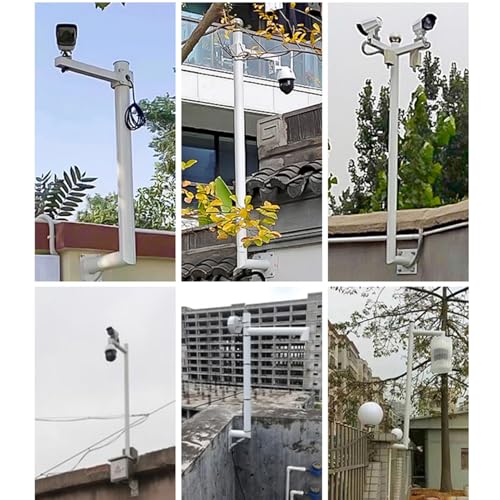 Support Universel pour Poteau de caméra de sécurité - Support à Bras Long, adapté à Une Installation extérieure, Support Robuste réglable, adapté aux systèmes de Surveillance.