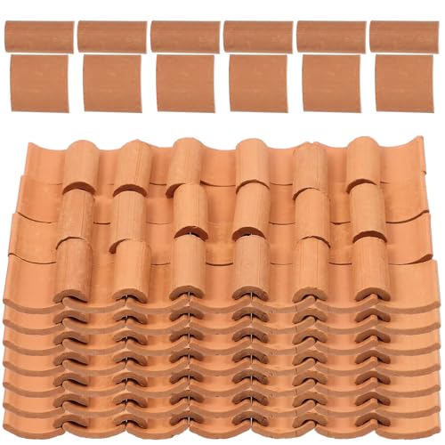 OFFSCH Modelos de Tejas Decorativas de Simulación para Niños, Miniatura 1:16, 120 Piezas, Tejas Falsas Realistas de Arcilla Roja para Manualidades y Decoración de Jardines y Casas