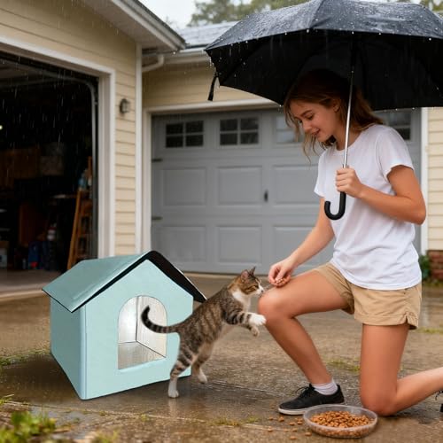 Cueva para gatos exterior que evita la humedad y el frío del suelo 7