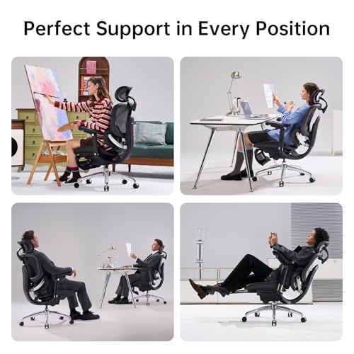 SIHOO Doro C300 Pro V2 Ergonomic Office Chair with Footrest, Jet Black - image 7