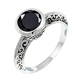 JEWELFORCE Anillo con gema de Ónix negro Unisex Todas las tallas Ideal para regalar plata de ley 925 Joyería artesanal JSR-1148AE_56 (17.8)