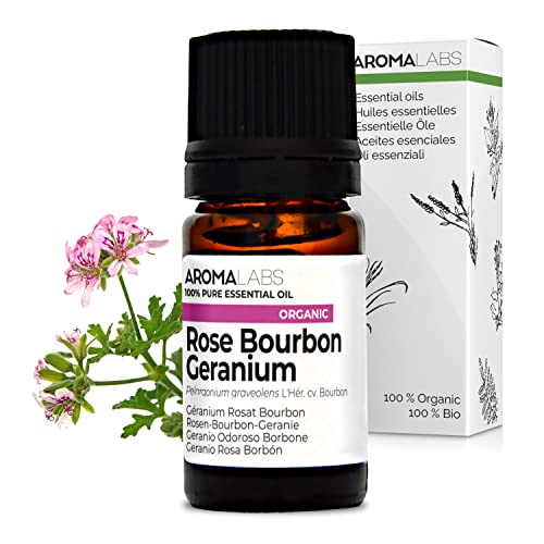 Geranio Rosado Bourbon BIO (Pelargonium graveolens - Bourbon) - 5 mL - Aceite Esencial Quimiotipado y Certificado AB - Aroma Labs