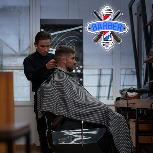 Image of Barber Neon Sign for Barber Shops Hair Salon Decor Dimmable Barber Neon Light for Hair Beauty Salon Store Man Cave Pub USB Powered Light Up Business Store Sign Gift for Hairdresser