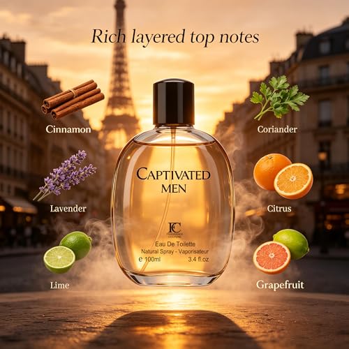 Image of AFLUXE Captivated Men Eau de Parfum, Spicy Woody Amber Cologne for Men with Mandarin, Cinnamon & Vanilla Notes, Long Lasting Masculine Fragrance, 3.4 Fl Oz (100ml)