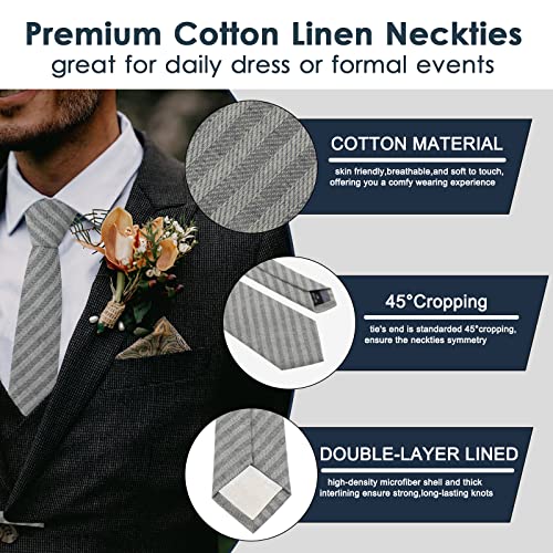Image of Mantieqingway Mens Skinny Ties,2.56 inch Cotton Neckties Striped Plaid Ties for Groom Groomsmen Wedding Party Christmas