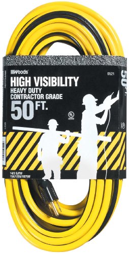 Southwire Extension Cord - High Visibility Power Cable for Indoor and Outdoor Use - Reinforced Blades - Moisture Resistant - 14/3 Gauge - 50-Foot - Yellow & Black
