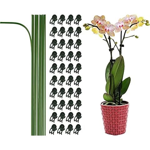 10-Piece 15 3/4-Inch Orchid Stakes and 40-Piece Clips Set Cover