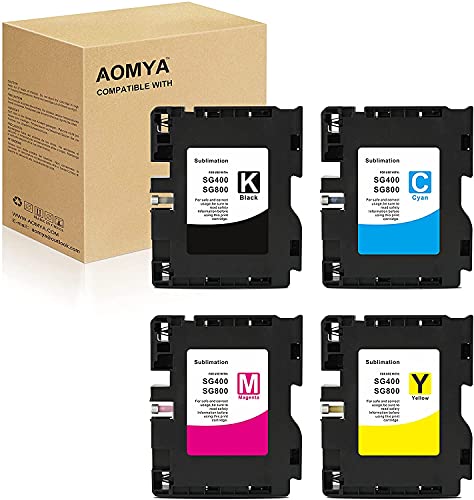 Aomya 4 Pack SG400 SG800 Sublimation Ink Cartridge Heat Transfer Compatible for Ricoh SG3100 3100SNW 3110 3110DN 3110DNW 3110SFNW 3110SNW 7100 7100DN 2100 21OON 2010L SG400 SG800 - Image 2
