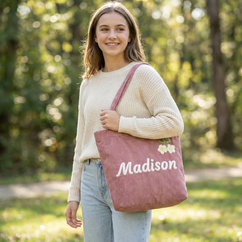 Bolso casual de pana personalizado con nombre miniatura 2