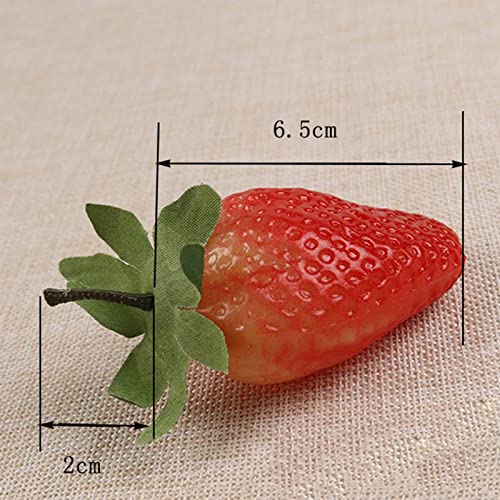Liruis 30Pcs Artificial Strawberry, 1.6”-2.8” Length Fake Strawberries Kitchen Decor, Plastic Lifelike Fake Simulation Fruit For Hotel, Office, Home Table Cabinet Party Decoration Photography Prop #TOP4