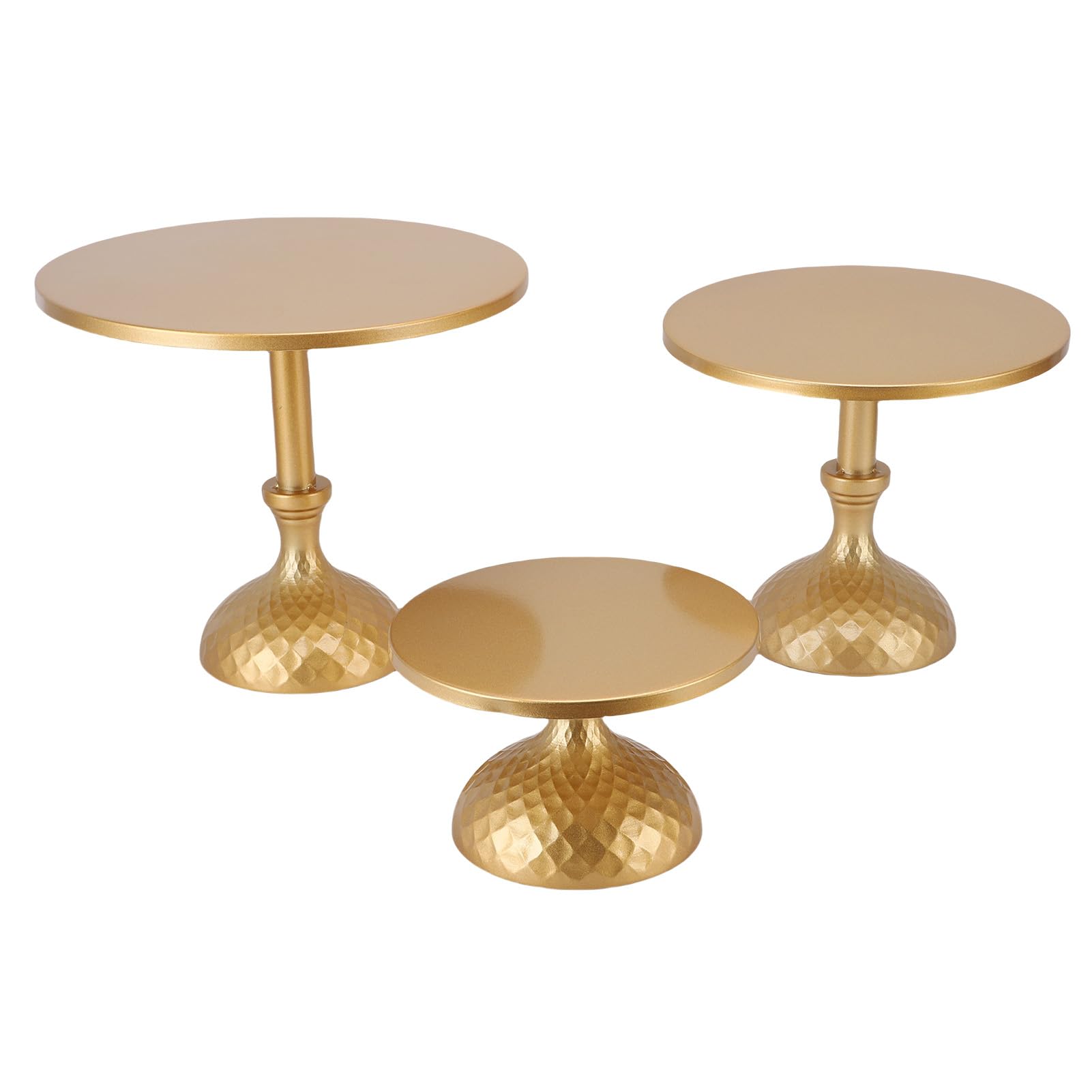 Brrnoo Ensemble élégant de Supports à Gâteaux en Fer doré, 3 Pièces, pour