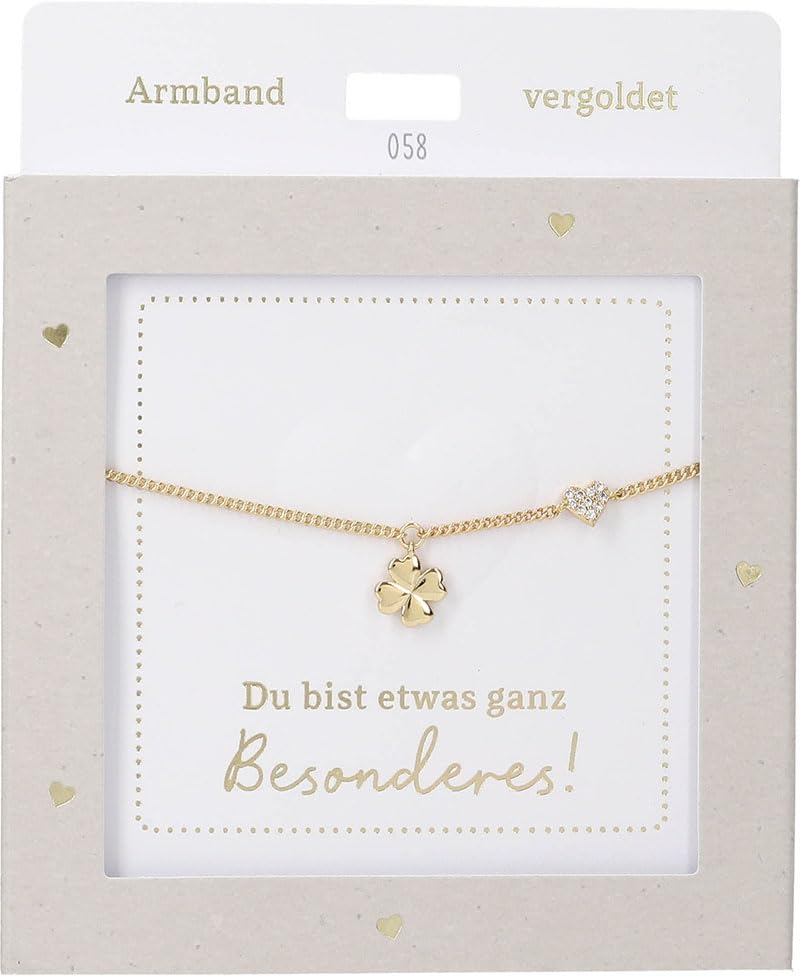 Pulsera de oro con trébol Depesche 13896.58 y brillantes con longitud ajustable