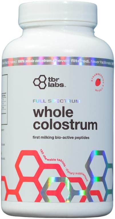 - Bovine Colostrum Powder, Grass Fed, Gut Health, Bloating, Immunity, Skin & Hair, 400+ Bioactive Nutrients, Potent Bioavailable - Strawberries & Cream - 180 Tablets (90 Servings)