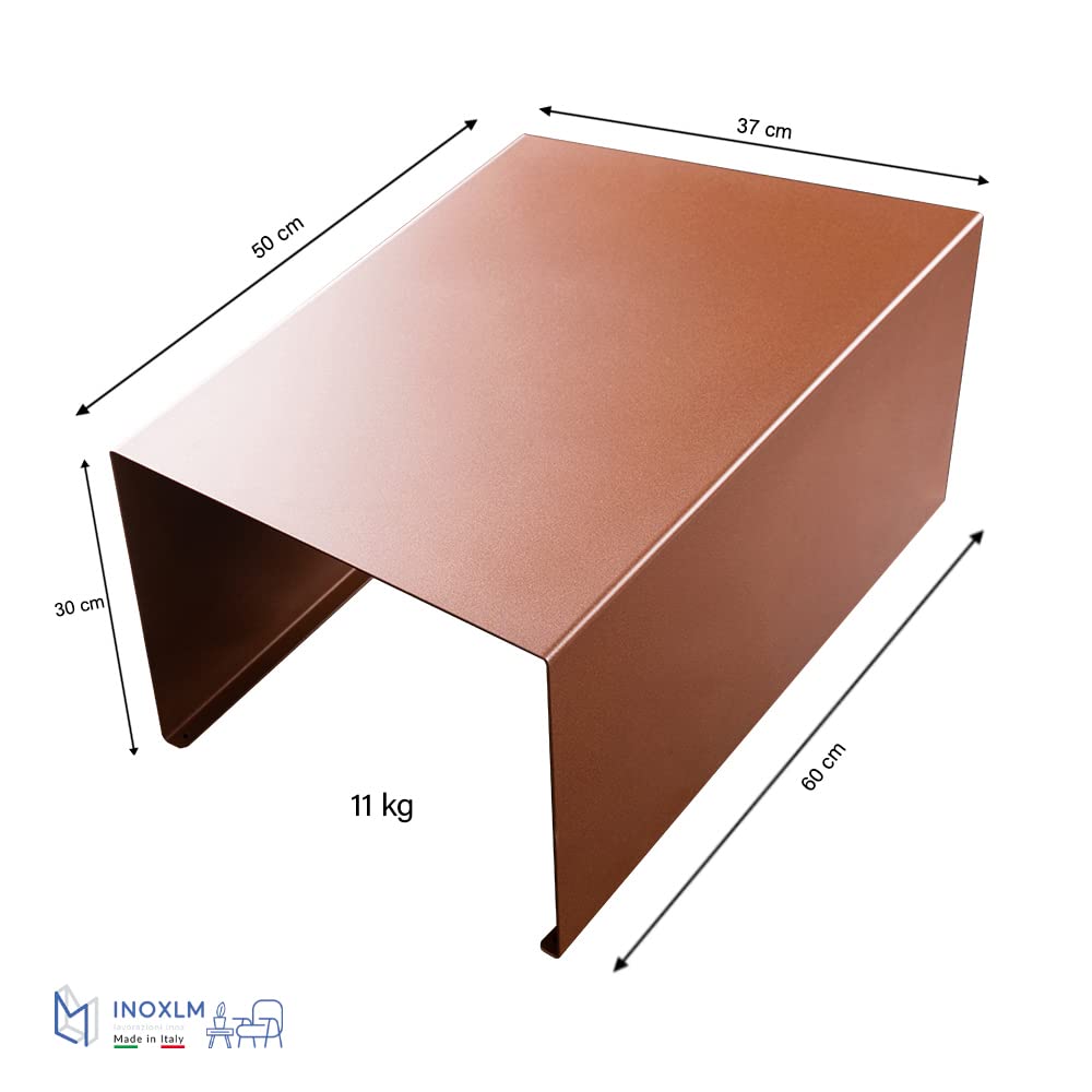 INOXLM Tavolino Basso Anthea | Tavolo Basso Design | Tavolino da Salotto e Caffè | Made in Italy | Acciaio Verniciato Corten