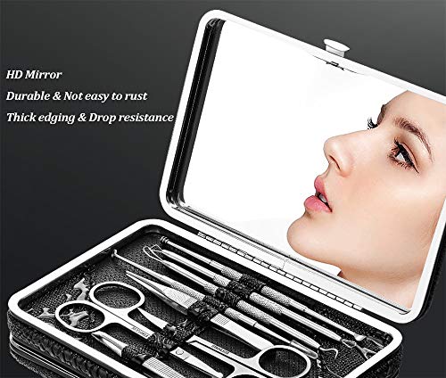 Esarora Manicure Set, 20 In 1 Stainless Steel Professional Pedicure Kit Nail Scissors Grooming Kit With Mirror And Black Leather Travel Case, Double Layer #TOP3