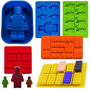 Building Block Candy Gummy Molds – 6Pcs Brick Mold Silicone Ice Cube Mold Dome Silicone Molds Melted Chocolate Ice Cubes Candy Robot Fondant Molds – Jelly Mold Silicone Ice Cube Tray Mousse Cake Molds