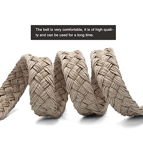 Knitted leather belt, casual denim woven belt with solid strap and single fork buckle3