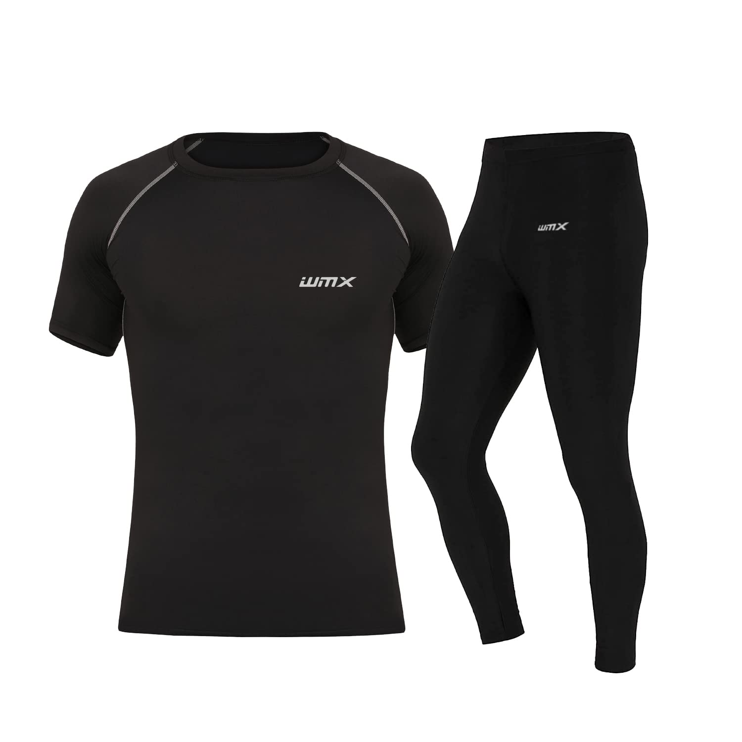 Men's Polyester Sports Running Set Compression Half Sleeve T-Shirt, Pants Skin-Tight Long Sleeves Quick Dry Fitness Tracksuit Gym Yoga Suits Set of 2