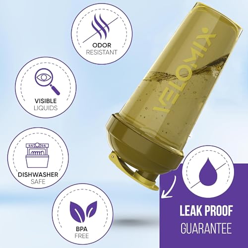 Image of VELOMIX -2 Pack- 28 oz Protein Shaker Bottles for Protein Mixes - 2x Wire Whisk | Leak Proof Shaker Cups for Protein Shakes | Protein Shaker Bottle Pack | Shakers for Protein Shakes-Brown Combo