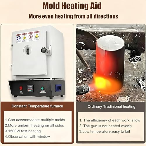 Diunaozi Forno Elettrico Per Ceramica Domestica,1500W 2102℉/1150℃, Forno A Muffola Elettrico,Forno Digitale Per Fusione A Cera Persa, Argilla Fai Da Te,Tempra Dei Metalli, Smaltatura Su Ceramica. - 6