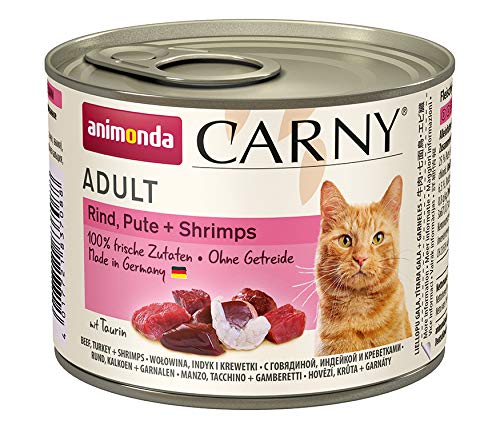 Animonda Carny Assortiment de Nourriture pour Chats Adultes Dinde, Poule + Shrimps, Lot de 6 (6 x 200 g)