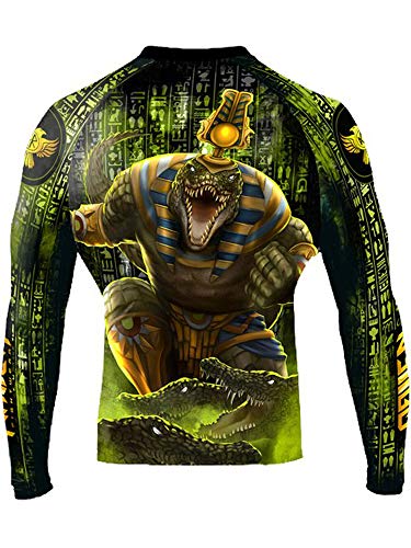 Raven Fightwear Men's The Gods of Egypt Sobek Rash Guard MMA BJJ Black Large
