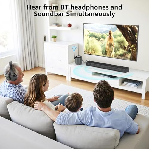 1Mii DS70 Bluetooth 5.3 TV Transmitter for 2 Headphones/Speakers w/ Screen - image 3