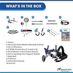 Walkin' Wheels Small Dog Wheelchair, Lightweight Dog Wheelchair for Back Legs, 11-14 lbs, for 9-13 inches Leg Height - Blue Walkin’ Wheels Small Dog Wheelchair, Lightweight Dog Wheelchair for Back Legs, 11-14 lbs, for 9-13 inches Leg Height – Blue