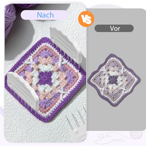Yrangee Blocking Matte Set, 9 extra dicke Matten mit Raster, 10 Strickblocker, 150 T-Nadeln, Grau – Bild 4