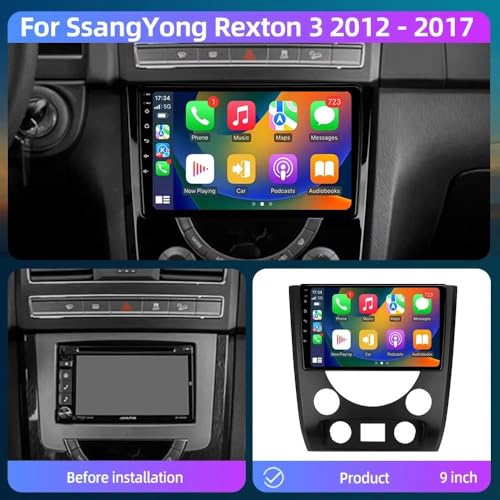 Radio coche Bluetooth SsangYong Rexton 3 pantalla Carplay espejo Mirror Link 2