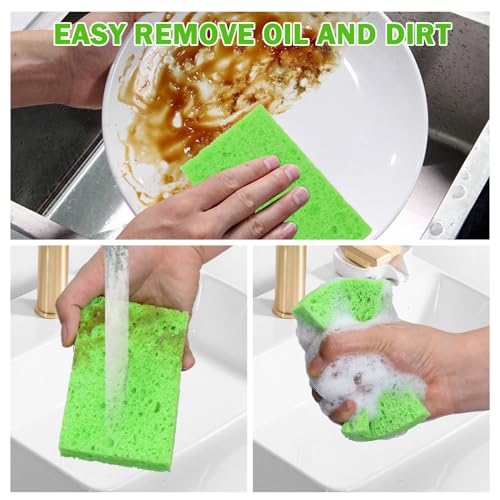 Image of YoleShy 24 Pack Kitchen Sponges Natural Cellulose Compressed Sponges for Cleaning Reusable Dish Sponge Kitchen Non-Scratch DIY