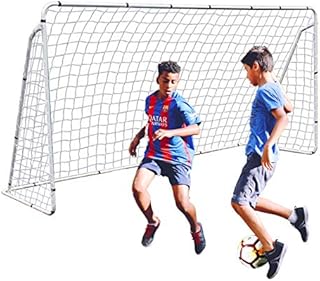 F2C 12 x 6 Soccer Goal for Backyard, Heavy Duty Steel Frame with Net for Kids, Adult Portable Football Shooting Training Aid with Carry Bag, Ground Stakes Weather Resistant