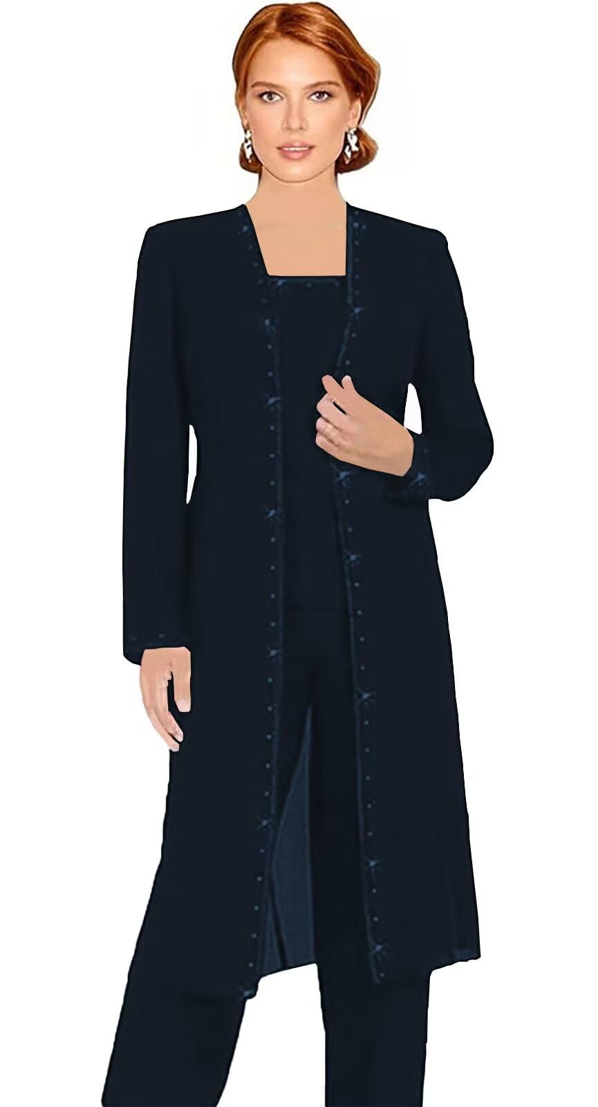 3 Pcs Mother of The Bride Pantsuits for Women Long Sleeve Formal Outfit for Wedding
