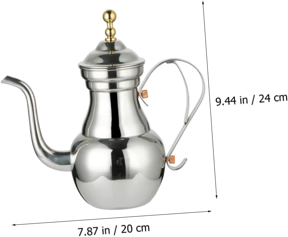 SOLUSTRE Middle East Style Stainless Steel Coffee Pot with Filter Household Coffee Container High Temperature Resistant Easy to Clean Tea Kettle for Hot and Cold Beverages