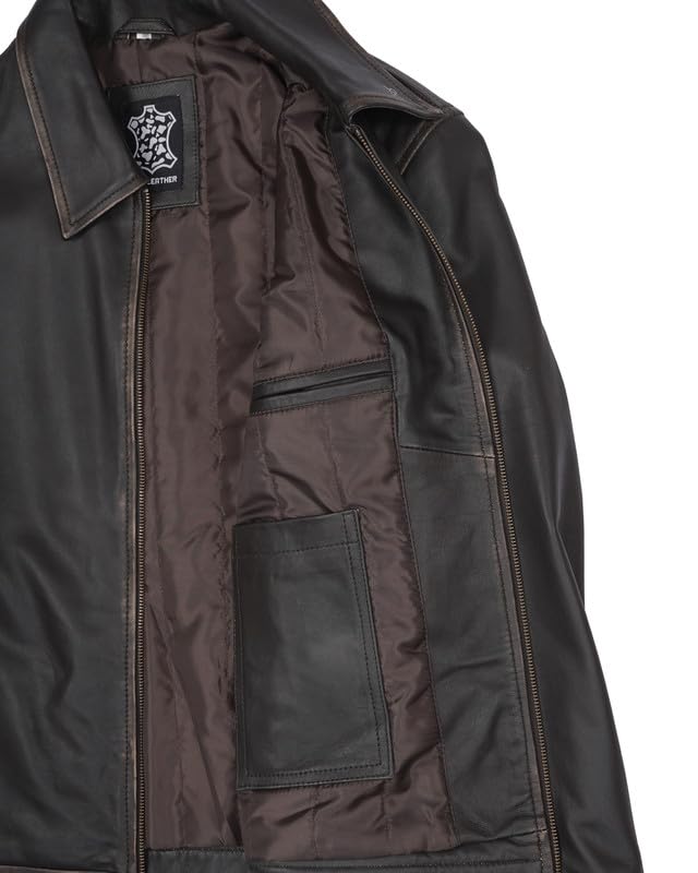 Image of Blingsoul Vintage Real Lambskin Leather Jacket For Mens - Moto Style Classic Shirt Collar Leather Jacket Men