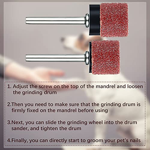 22 Pet Nail Grinder Replacement Kit with Grit Sanding Bands Pet Smoother Claw Care Black Grinding Drums Dog Nail Grinder Replacement Dog Claw Grooming Supplies(1/2 Inch 60 Grit and 100 Grit)