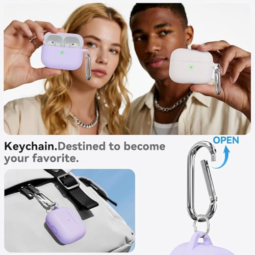 Image of Meyaar for AirPods Pro 3 Case 2025 with Cleaner Kit,Soft Silicone Protective Cases for Apple AirPods Pro 3rd Generation Case for Women Men,AirPod Pro 3 Cases Cover Accessories with Keychain(Purple)